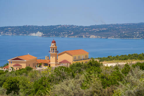 View of Holy Monastery of the Most Holy Theotokos of Sissia near Lourdata, Kefalonia, Ionian Islands, Greek Islands, Greece, Europe - RHPLF28776