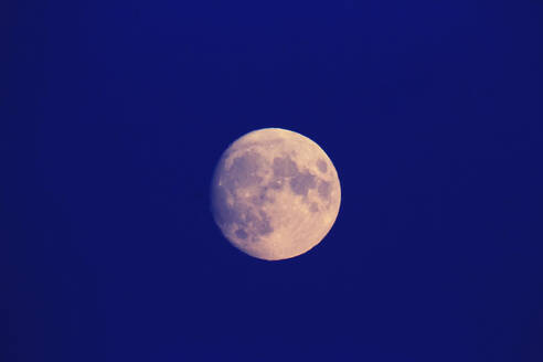 Full moon against clear sky at dusk - JTF02383