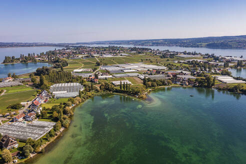 Deutschland, Baden-Württemberg, Luftaufnahme der Insel Reichenau im Sommer - WDF07403