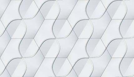 Voller Rahmen der 3D-Illustration von abstrakten geometrischen nahtlose Muster in weißem Eisen Material - ADSF48624