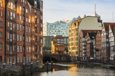 Nikolaifleet canal near Elbphilharmonie building in Hamburg, Germany - IHF01822