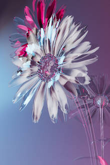 3D render of white and pink glass flowers - GCAF00469