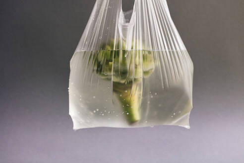 Artichoke in plastic bag filled with water - JUBF00456