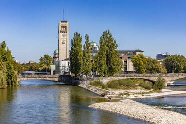 Germany, Bavaria, Munich, View of Deutsches Museum and Isar river - WDF07429