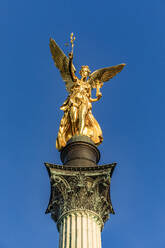 Germany, Bavaria, Munich, Friedensengel monument standing against clear sky - WDF07436