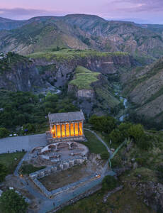 Aerial view of Garni Temple, a christian ancient temple in Garni, Kotayk Province, Armenia. - AAEF22981