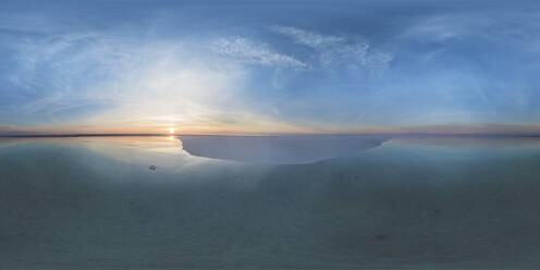 Panoramic aerial view of the Elton Salt Lake (Ozero El Ton) in Volgograd province, Russia. - AAEF23030