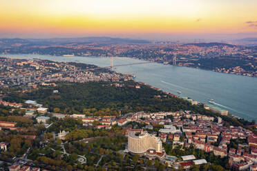 Aerial view of the Bosphorus Bridge and the Bosphorus, Istanbul, Turkey. - AAEF23055