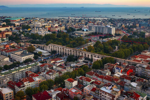 Aerial view of The Aqueduct of Valens, Istanbul, Turkey. - AAEF23065