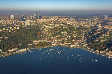 Aerial view of Bebek on the Bosphorus, Istanbul, Turkey. - AAEF23071