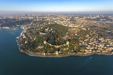 Aerial view of Rumeli Fortress by the Bosphorus, Istanbul, Turkey. - AAEF23074