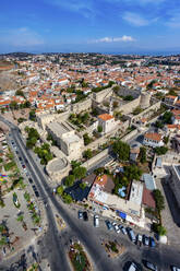 Aerial view of fortress in seaside town of Cesme in Izmir, Turkey. - AAEF23089