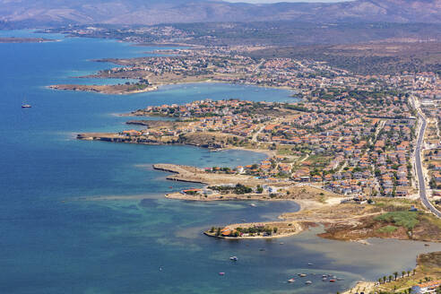 Aerial view of coastline in Sifne area of Cesme peninsula, Izmir, Turkey. - AAEF23099