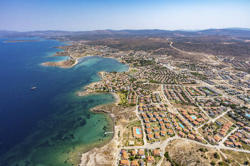 Aerial view of coastline in Sifne area of Cesme peninsula, Izmir, Turkey. - AAEF23100