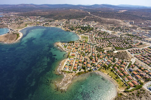 Aerial view of coastline in Sifne area of Cesme peninsula, Izmir, Turkey. - AAEF23101
