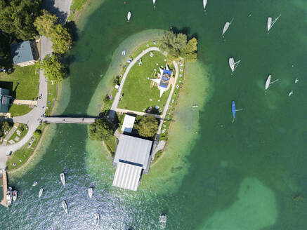 Aerial View of Saffa Island, Lake Zurich, Zurich, Switzerland. - AAEF23116