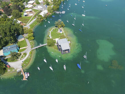 Aerial View of Saffa Island, Lake Zurich, Zurich, Switzerland. - AAEF23117