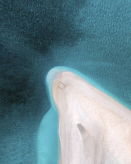 Aerial view of people on white sand beach at South Ari Atoll, Maldives. - AAEF23322