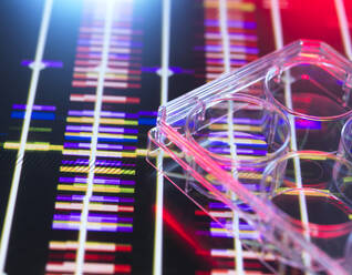 Multi well plate over DNA research data - ABRF01101