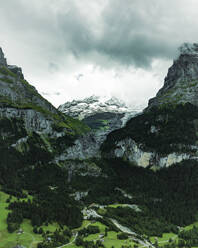 Aerial view of Barglistock mountain peak among Bernese Alps mountains, Swiss Alps, Canton of Bern, Switzerland. - AAEF23419