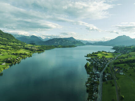 Aerial view of Lake Lucerne at sunset, from Kussnacht am Rigi, Schwyz, Switzerland. - AAEF23446