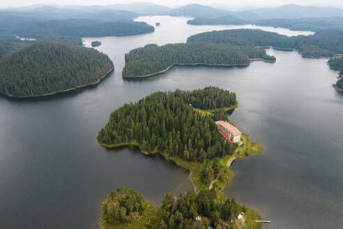 Aerial View of Shiroka Polyana Dam, Batak, Pazardzhik, Bulgaria. - AAEF23881