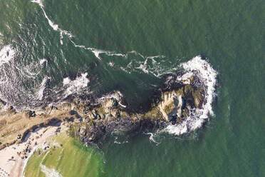 Aerial Top Down View of Cape Ambelitz, Black Sea Coast, Bulgaria. - AAEF23891