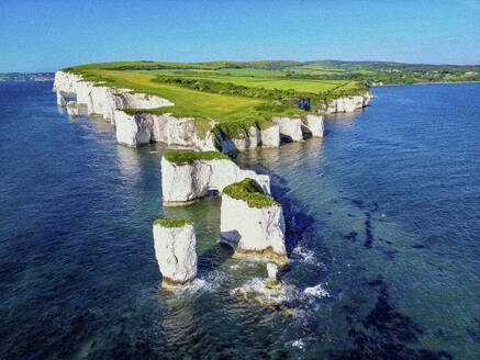 Aerial view of Studland Old Harry cliffs, Dorset, England, United Kingdom. - AAEF23931