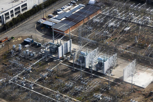 Aerial view of Electrical Substation for Reliable Energy Supply, Victoria, Australia. - AAEF23938