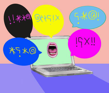 Mouth shouting profanities from laptop screen - GWAF00390
