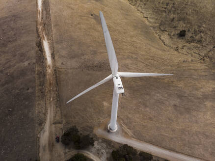 Aerial view of a wind turbine in South Australia, Australia. - AAEF23983