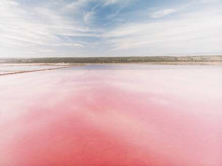 Aerial view of the pink Hutt Lagoon, Western Australia. - AAEF24027