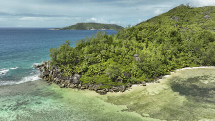 Aerial view of the Mahé coastline and Concepption Island, Seychelles. - AAEF24078