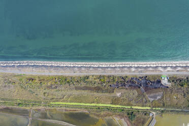 Aerial view of an Alley and Beach on Black Sea Coast, Burgas, Bulgaria. - AAEF24105