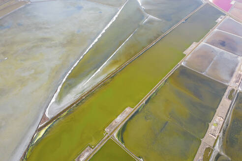 Aerial view of Burgas Salt Pans, Lake Atanasovsko, Burgas, Bulgaria. - AAEF24109