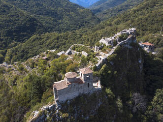 Aerial view of Asen's Fortress in Rhodope Mountains, Bulgaria. - AAEF24132