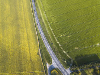 Aerial view of Road Between Field, Dorchester, United Kingdom. - AAEF24135