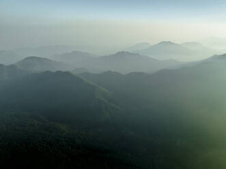 Aerial view of a mountain landscape from Ripe della Falconara lookout on Mount Terminio, Serino, Campania, Avellino, Italy. - AAEF24222