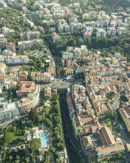 Aerial view of Sorrento downtown, a small town along the coastline in Campania, Naples, Italy. - AAEF24248