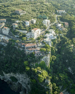 Aerial view of a luxury resort on the cliff in Sorrento downtown, Campania, Naples, Italy. - AAEF24256