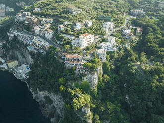 Aerial view of a luxury resort on the cliff in Sorrento downtown, Campania, Naples, Italy. - AAEF24257