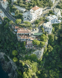 Aerial view of a luxury resort on the cliff in Sorrento downtown, Campania, Naples, Italy. - AAEF24258