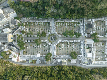 Aerial view of the cemetery on Procida Island, Naples, Campania, Italy. - AAEF24333