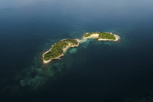 Aerial view of Ksamil islands, Albania. - AAEF24428