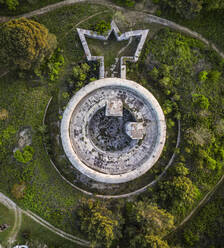 Aerial view of Fort Giorgio, an Austro Hungarian construction ruins in Pula downtown, Istria, Croatia. - AAEF24506