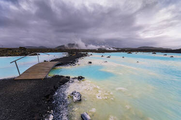 Iceland, Southern Peninsula, Grindavik, Storm clouds over Blue Lagoon area - SMAF02651