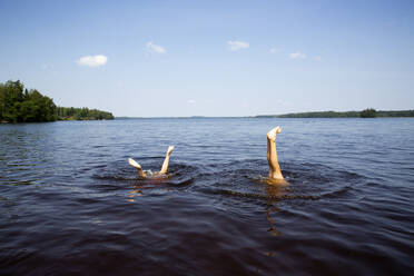 Legs of girls swimming in lake - FOLF12385
