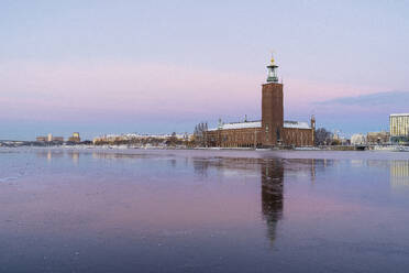 Stockholm City Hall and frozen sea at sunset,Stockholm,Sweden - FOLF12598