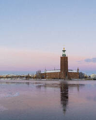 Stockholm City Hall and frozen sea at sunset,Stockholm,Sweden - FOLF12599