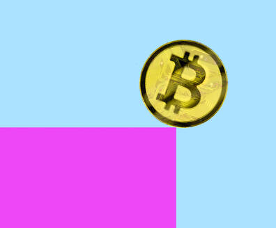 Überdimensionale Bitcoin auf rosa Leiste - GWAF00400